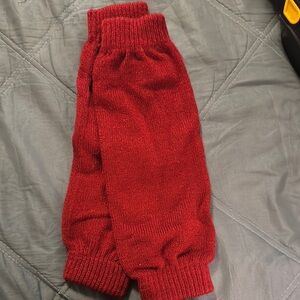 Deep Red Knit Sweatpants with Elastic Waist